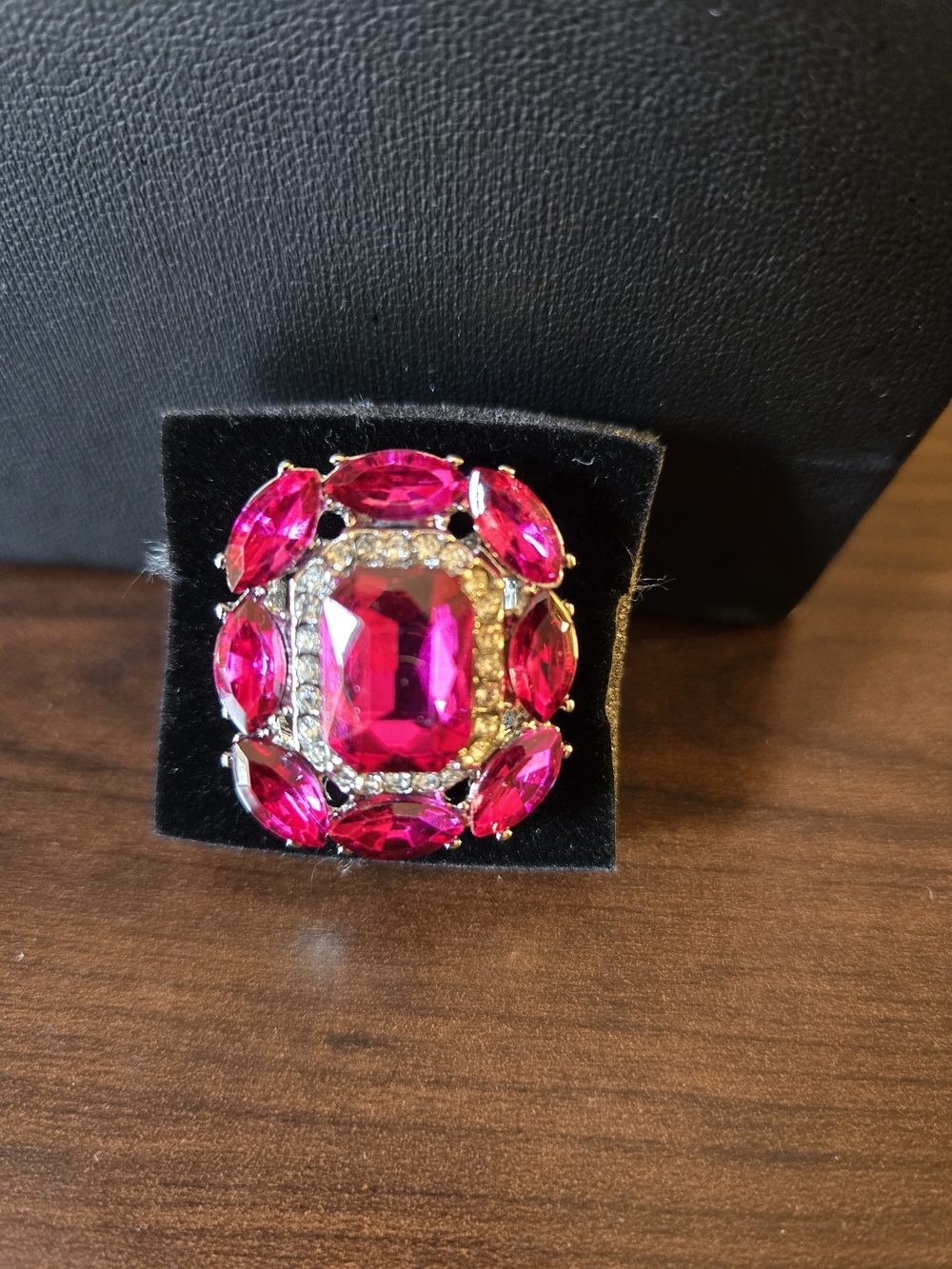 Statement Pink Crystal Cocktail Ring - Women Jewelry